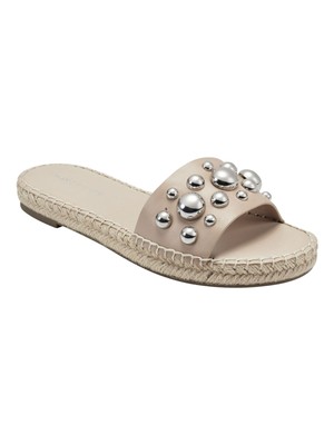 MARC FISHER Womens Beige Studded Beira Almond Toe Slip On Espadrille Shoes 7.5 M