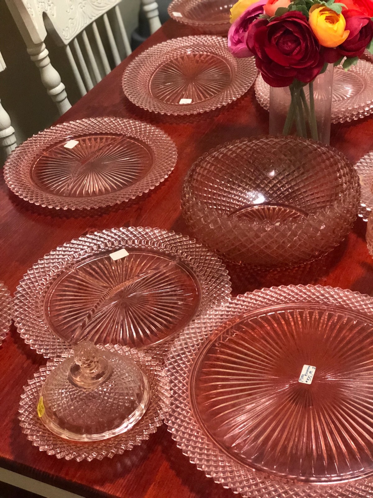 Miss America Pink Depression Glass Diamond Cut