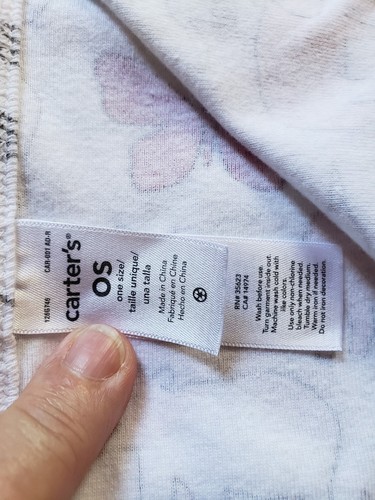 Girl Baby Blanket Carter's 1 Size White Gray Pink Stretch Knit hippo panda snail