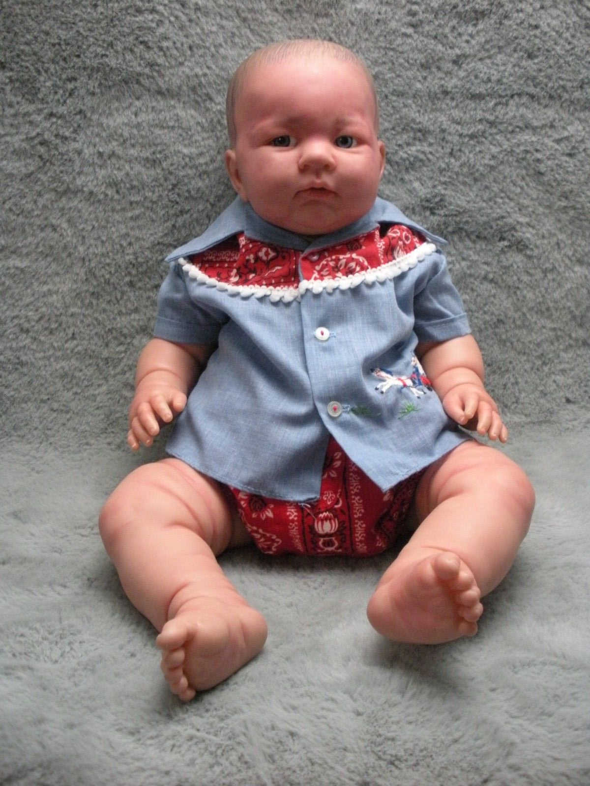 Berenguer Reborn Weighted Baby Boy Molded Hair Inset Eyes Cloth Body