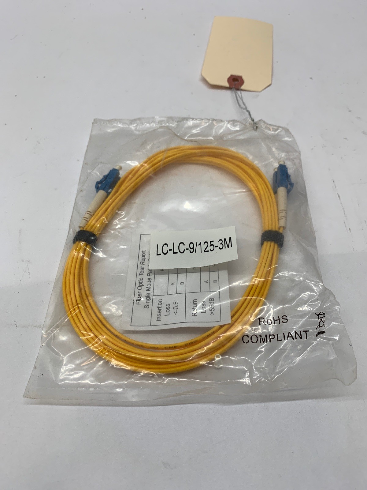 LC-LC 9/125-3M Duplex Single Mode OS2 Fiber Optic Cable - Yellow - 10ft