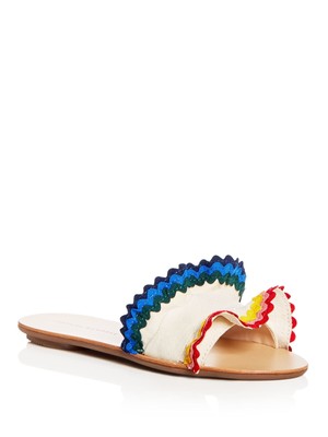 LOEFFLER RANDALL Женские бежевые шлепанцы с круглым носком Rainbow Birdie 8,5