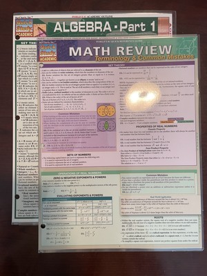Math Review: Terminology & Common Mistakes and Algebra 1 Laminated Study Guides