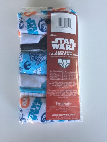 STAR WARS BOYS UNDERWEAR 5 PACK SIZE 6 BOYS UNDERWEAR BRIEFS MOVIE THEME NEW