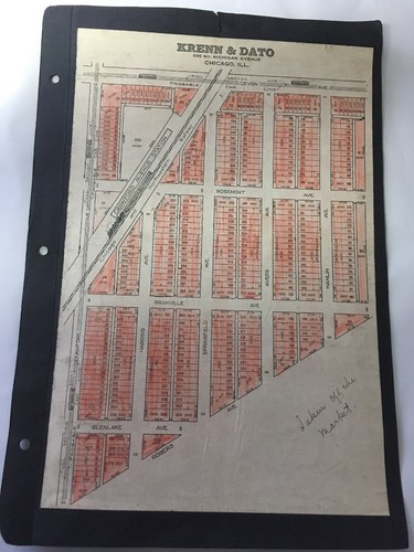 Vintage Chicago Land Plat Plot Subdivision Map Crawford Ave. Area & Pratt Morse