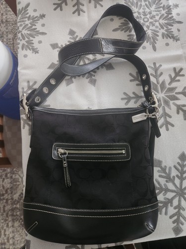 AUTHENTIC Coach Purse: 6366 Black Leather Signature Shoulder