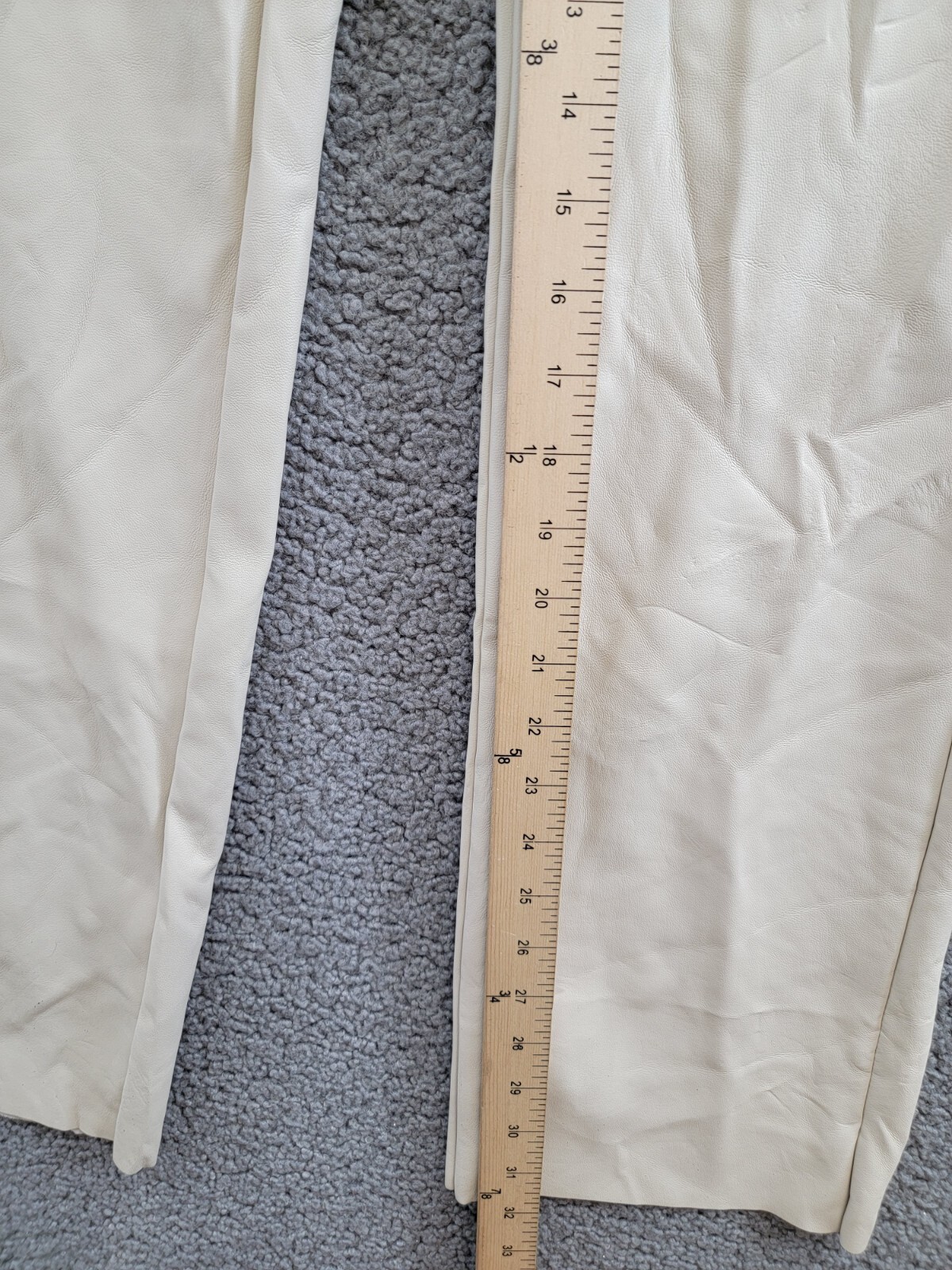 Steve Madden Loren High-Rise Faux-Leather Pants Women's 28 Bone Button Zipped - Picture 7 of 18