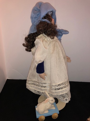 Jan HAGARA 1988 ADRIANNE Porcelain DOLL #17 Rabbit Wagon Both Signed