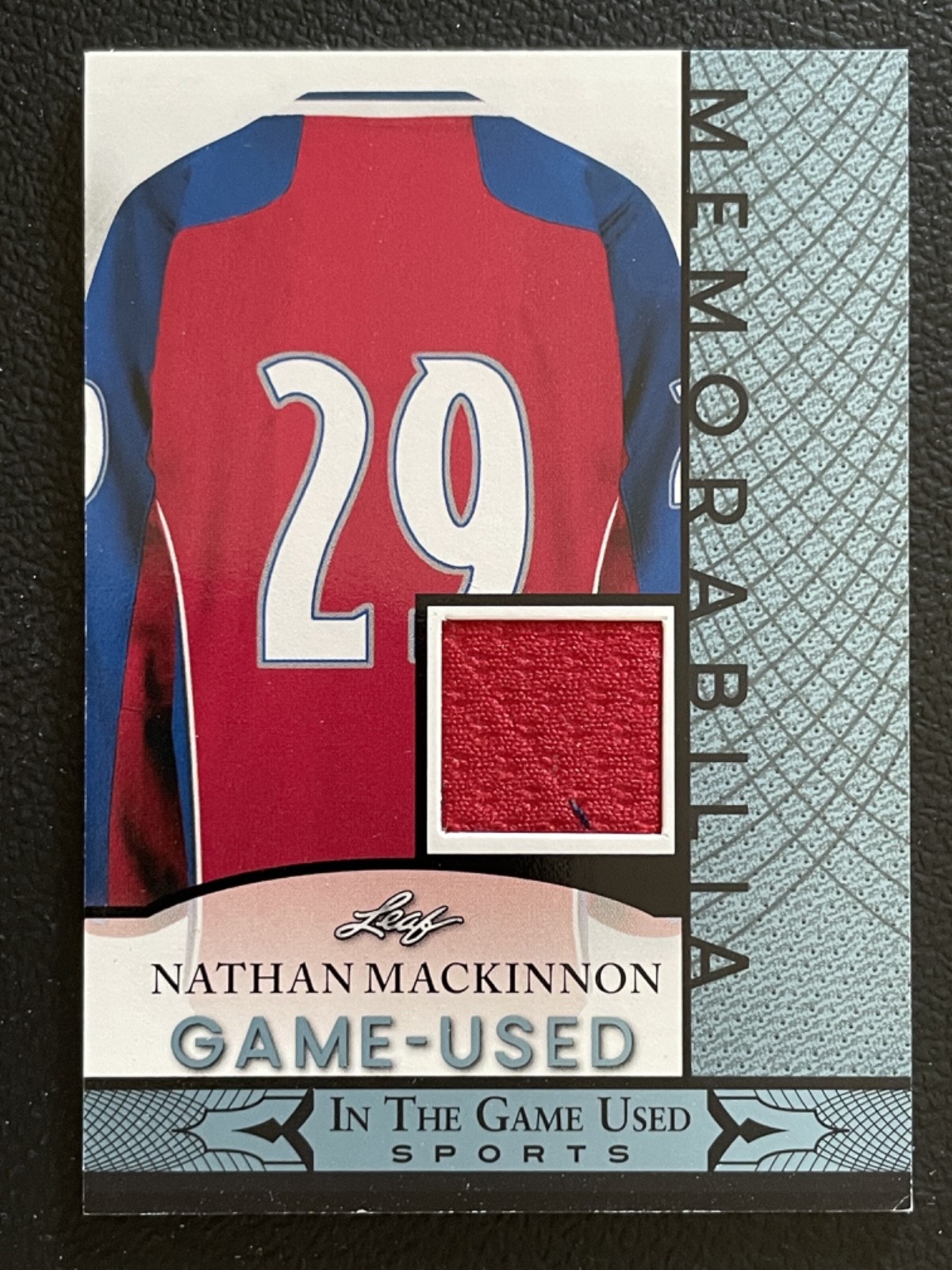 2024 Leaf In The Game Used Memorabilia Blue Nathan Mackinnon Jersey