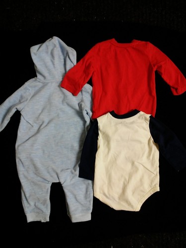 Baby Boys 3-6 3 6 Month Tops Bodysuits One Piece Fleece Hooded Long Sleeve Lot 3