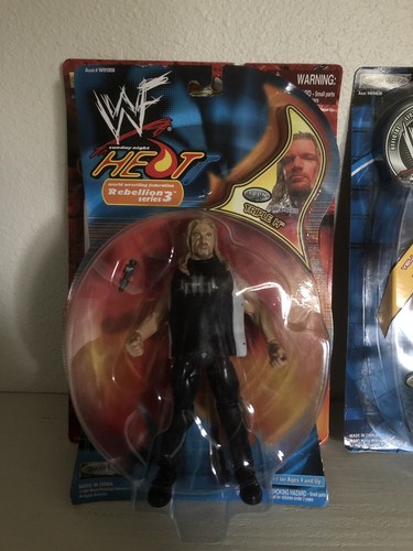 WWE WWF Triple H Action Figures & Rumble Heads Bobble Head. Including Magazines.
