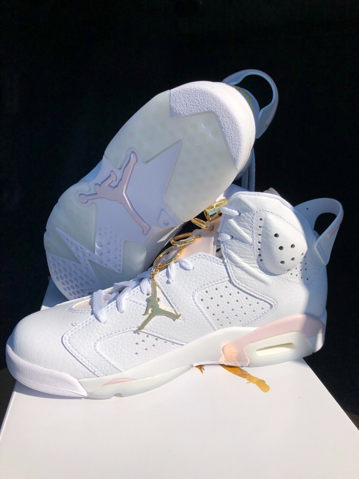 womens jordan 6 white metallic gold