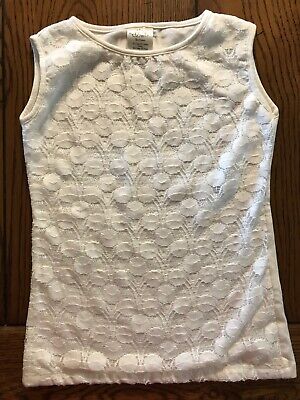 Persnickety Vintage Lace Basic Tank Top EUC Girls White Sleeveless Shirt Size 8