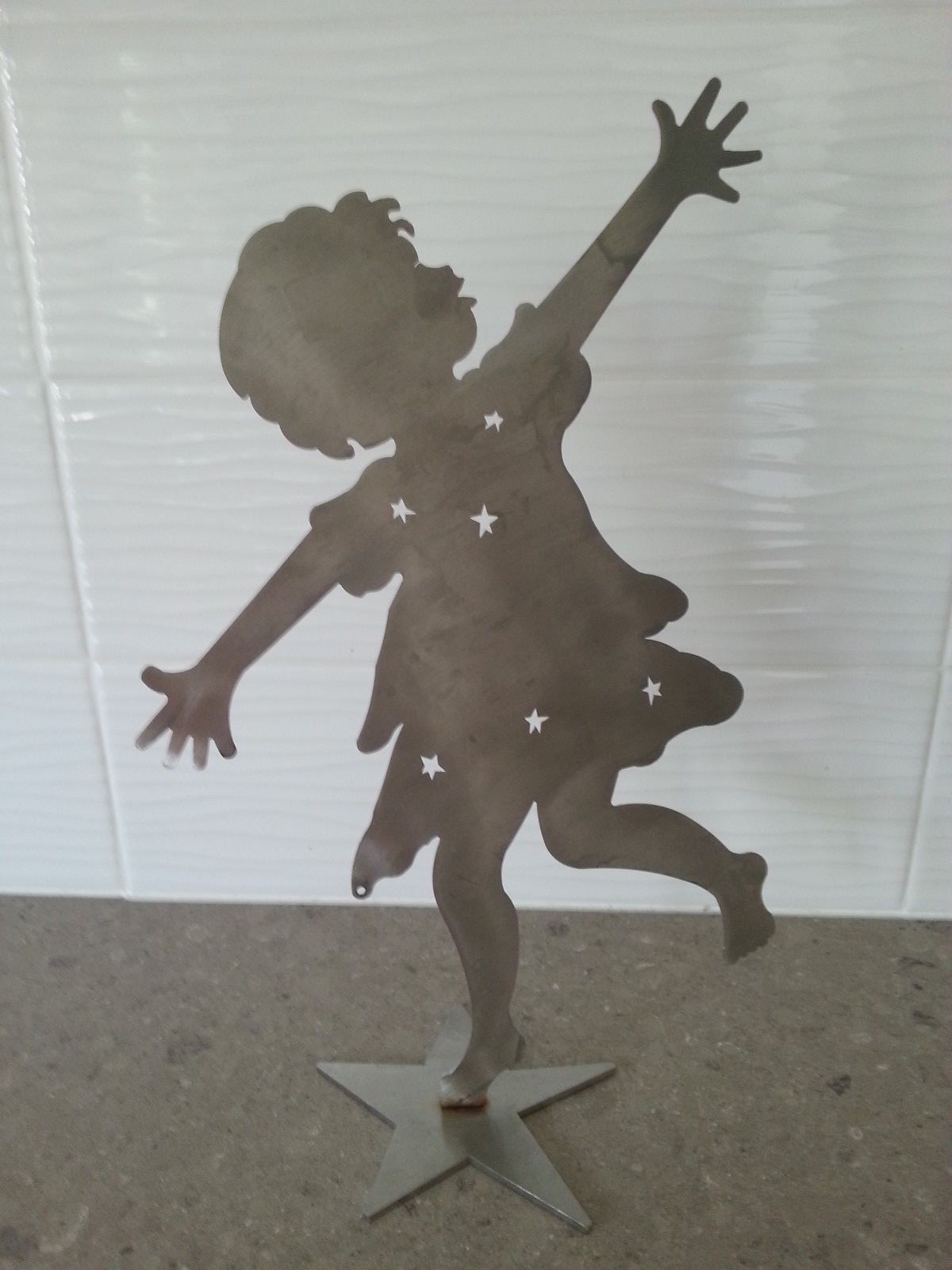 Stainless Steel Laser Cut Sculpture Dancing Children Playful Boy Girl Figurine