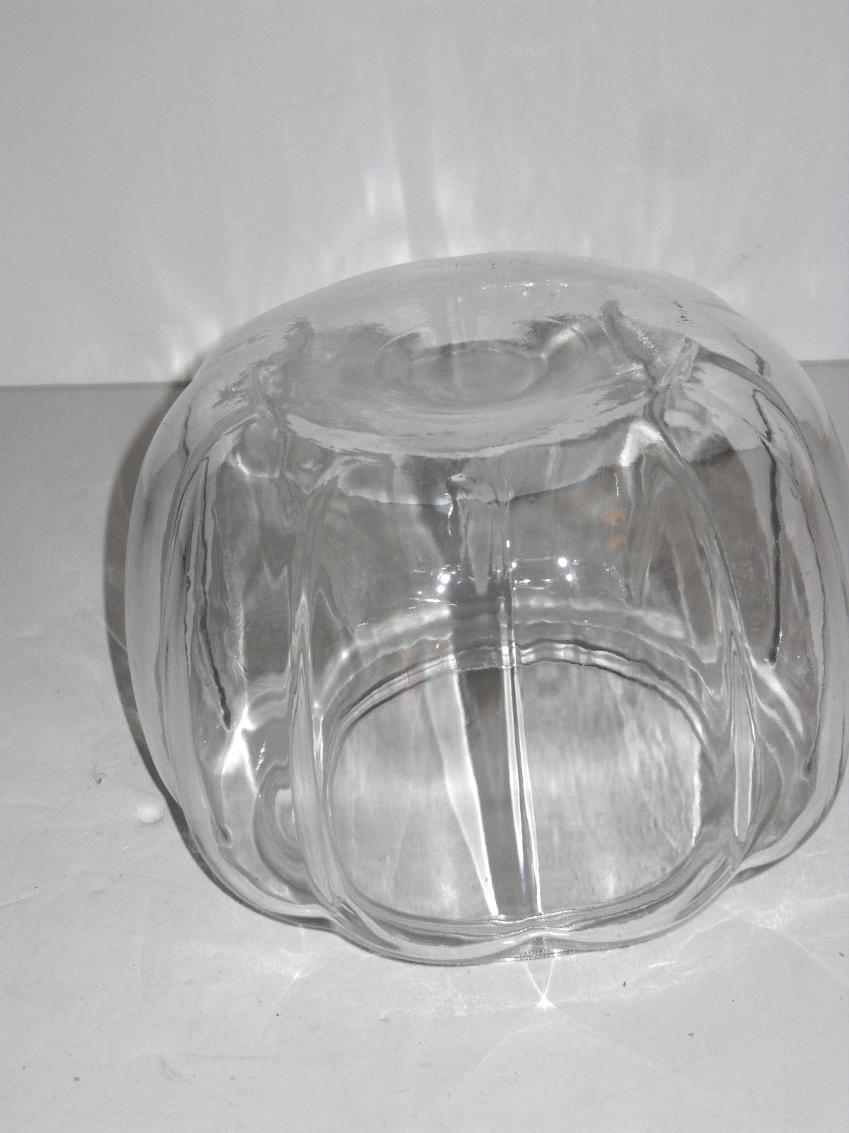 Vintage 7''' Clear 10 sided Glass Ceiling Light Lamp Shade PUMPKIN SHAPE