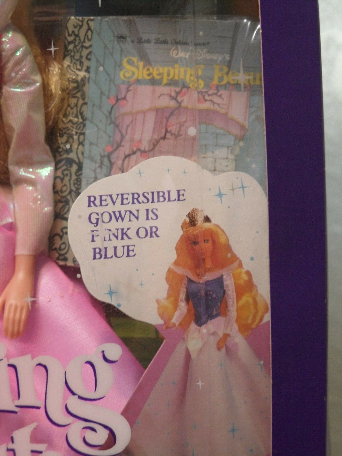 Vintage Disney's Sleeping Beauty Mattel Doll Magic Eyes Reversible Dress New