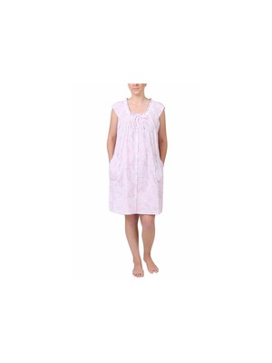 

MISS ELAINE Intimates Розовая ночная рубашка с квадратным вырезом и короткими рукавами с рюшами и отделкой, Розовый