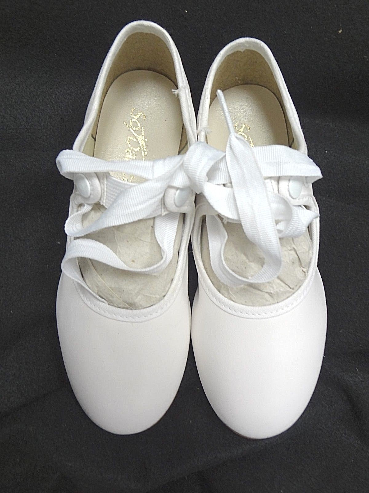 So Danca TA35 GIRLS's Size 12 s Medium White Classic Tie-Up Tap Shoes~NEW in BOX
