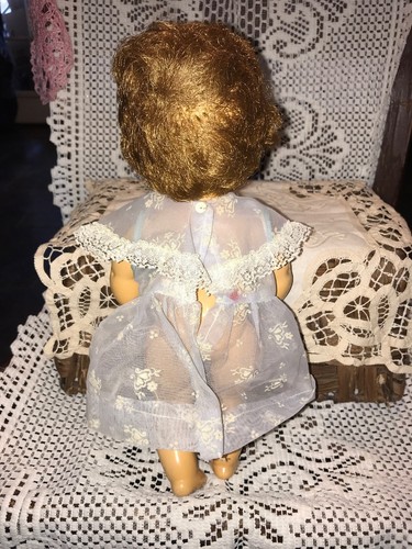 Vintage Tiny Tears Doll 1950s 11” Rubber Body  Hard Plastic Head