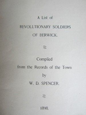 Antiquarian Collectible Book Berwick Maine Revolutionary War Soldiers’ History #