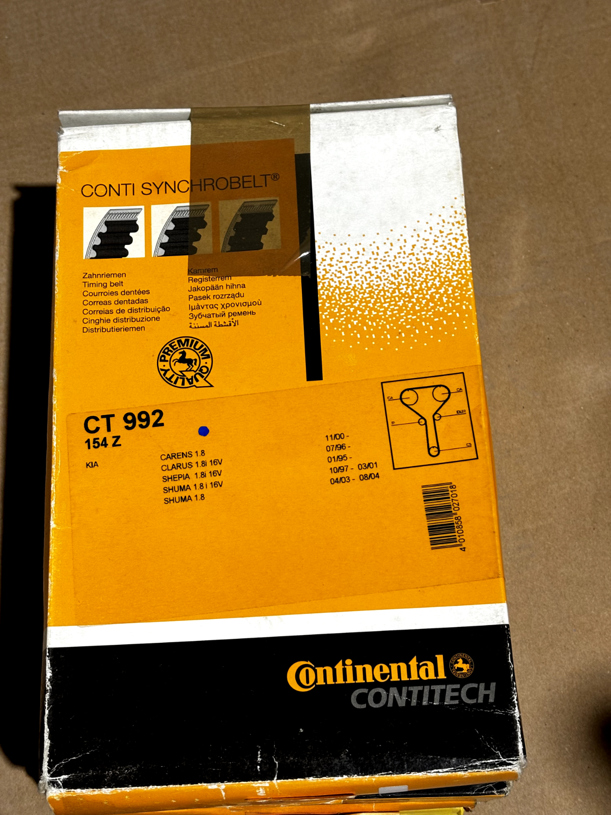 TIMING BELT CONTINENTAL CTAM CT992 FOR KIA