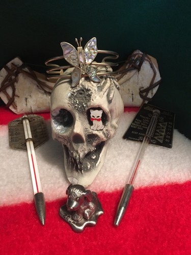 Vintage Silver Over Copper MOP Abalone Inlay Butterfly Tribal Cuff Bracelet