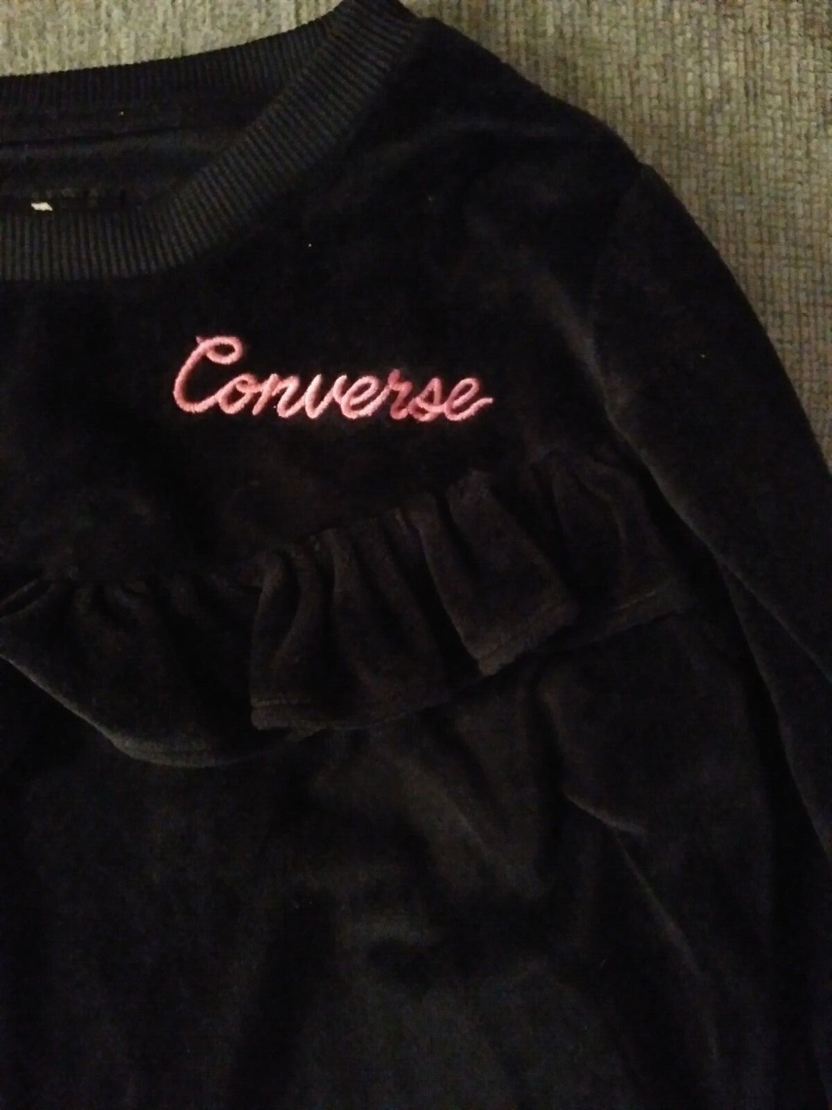 Converse size 6x velour sweat suit black and pink Converse
