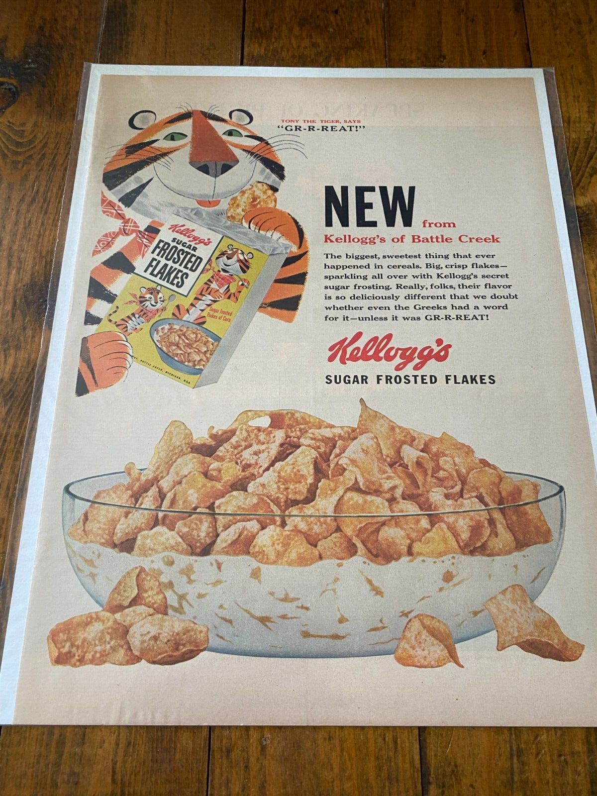 Vintage 1953 Kellogg's Sugar Frosted Flakes Tony The Tiger