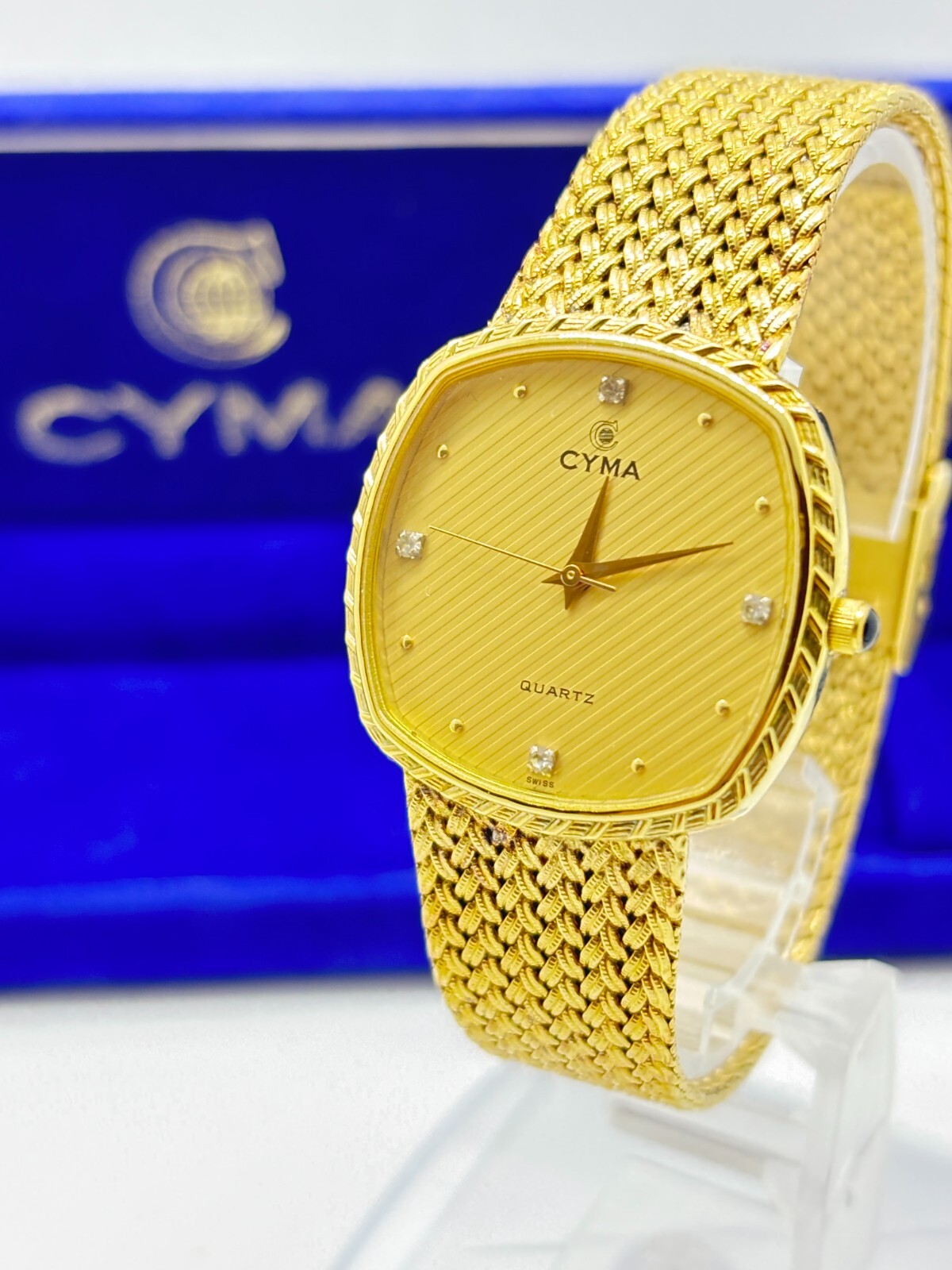 中古 美品 R.E.G. O-K hi stainless 30 Near Mint w/Box] Cyma 604SP Mens/Unisex 30mm Swiss Made Qz