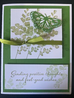 Stampin Up Card Kit Set Of 4  Sending Positive Thoughts & Feel Good Wishes  Grn