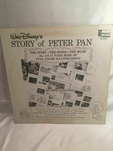 Walt Disney PETER PAN RECORD WITH Booklet Vinyl DISNEYLAND ST ST 3910