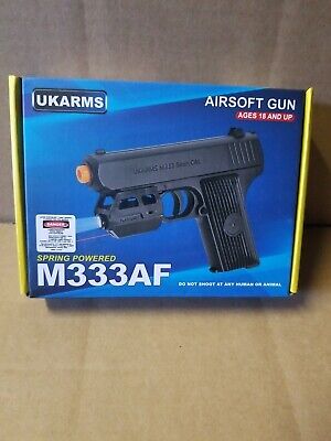 UK ARMS  Black Plastic Airsoft Pistol Hand Gun Laser 