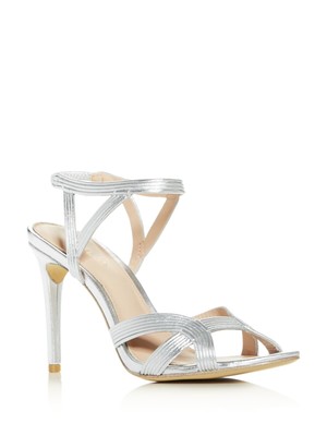 

RACHEL ZOE Женские серебряные кожаные босоножки на шпильке Isabella на каблуке 8,5 м, Серебряный, PF19F05156