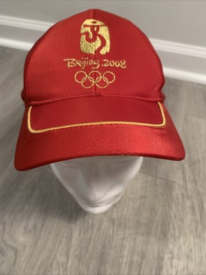 Beijing 2008 Olympics Hat Red Gold Embroidery Excellent Brand New With Tags