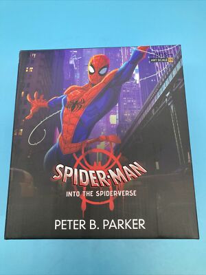 Spiderman Into The Spiderverse Peter D Parker Statute New In Box