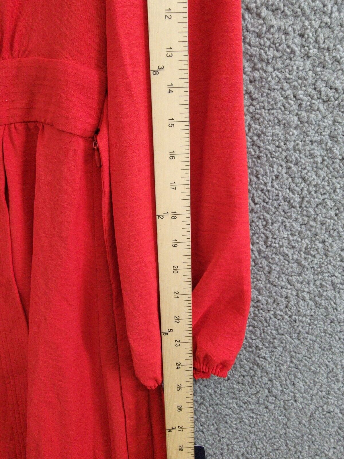 Tommy Hilfiger Faux-Wrap Blouson-Sleeve Midi Dress Womens 4 Red Side Zip Closure - Picture 5 of 16