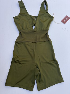 Women s Bodysuit Shorts Size L Large Solely Green Sleeveless Shorts
