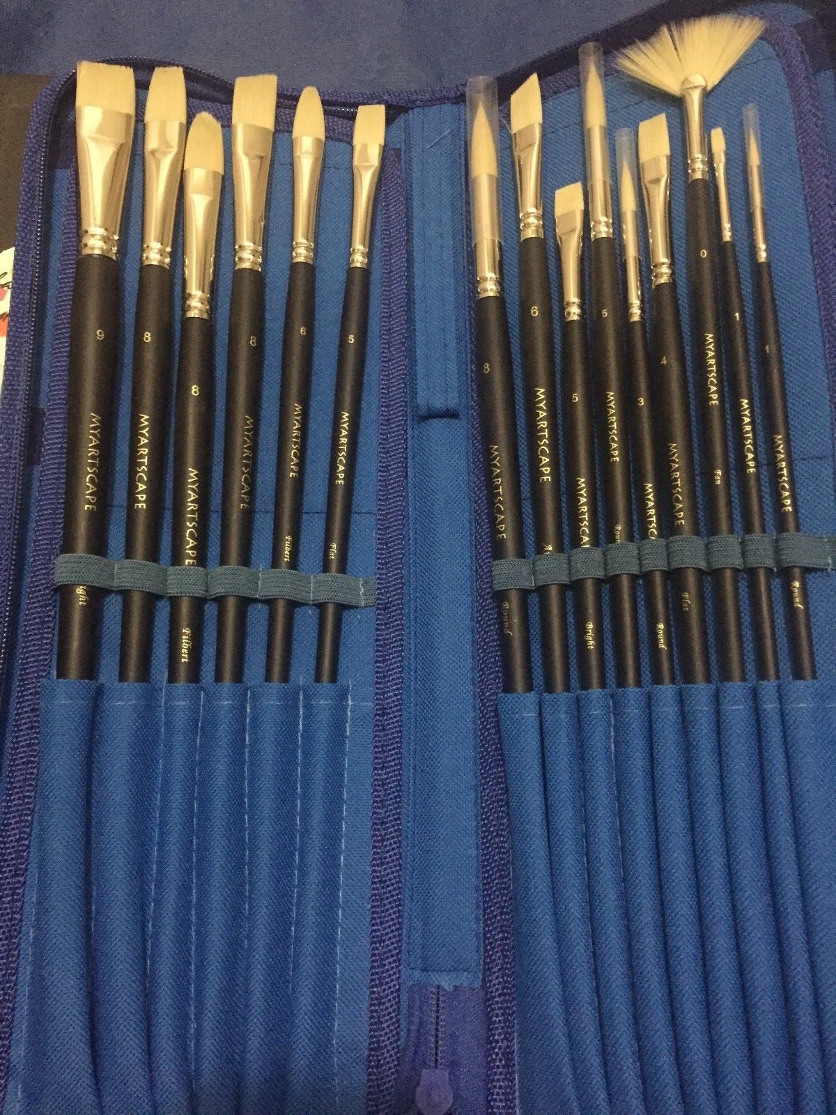 MY ARTSCAPE 15pc 9 Inch Premium Paint Brush Set & Carry Case / Free Shipping