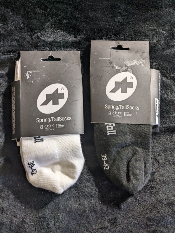 Assos Spring/ Fall socks  Size I (7.5-9 US) - White Pair  Black Pair Lot Of 2