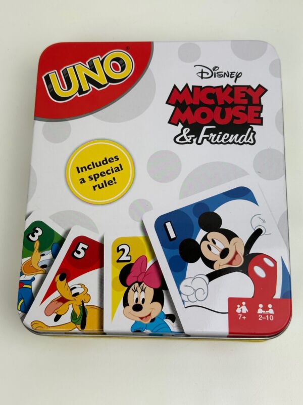 Uno Card Game Disney Mickey Mouse & Friends Tin Box 2017 Cards are Sealed