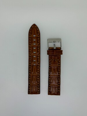 Hadley Roma 20MM x 20MM tan horn back Alligator watch band strap hand made