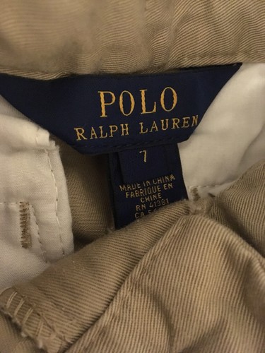 Ralph Lauren Polo SKINNY Khaki Pants •BOATING KHAKI• w/ NAVY Pony Logo Boys 7