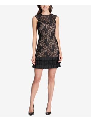 

KENSIE Женское черное короткое платье трапециевидной формы с рюшами и рукавами для юниоров, Черный