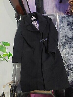 SOIA & KYO WOOL TRENCH COAT WOMENS SMALL BLACK