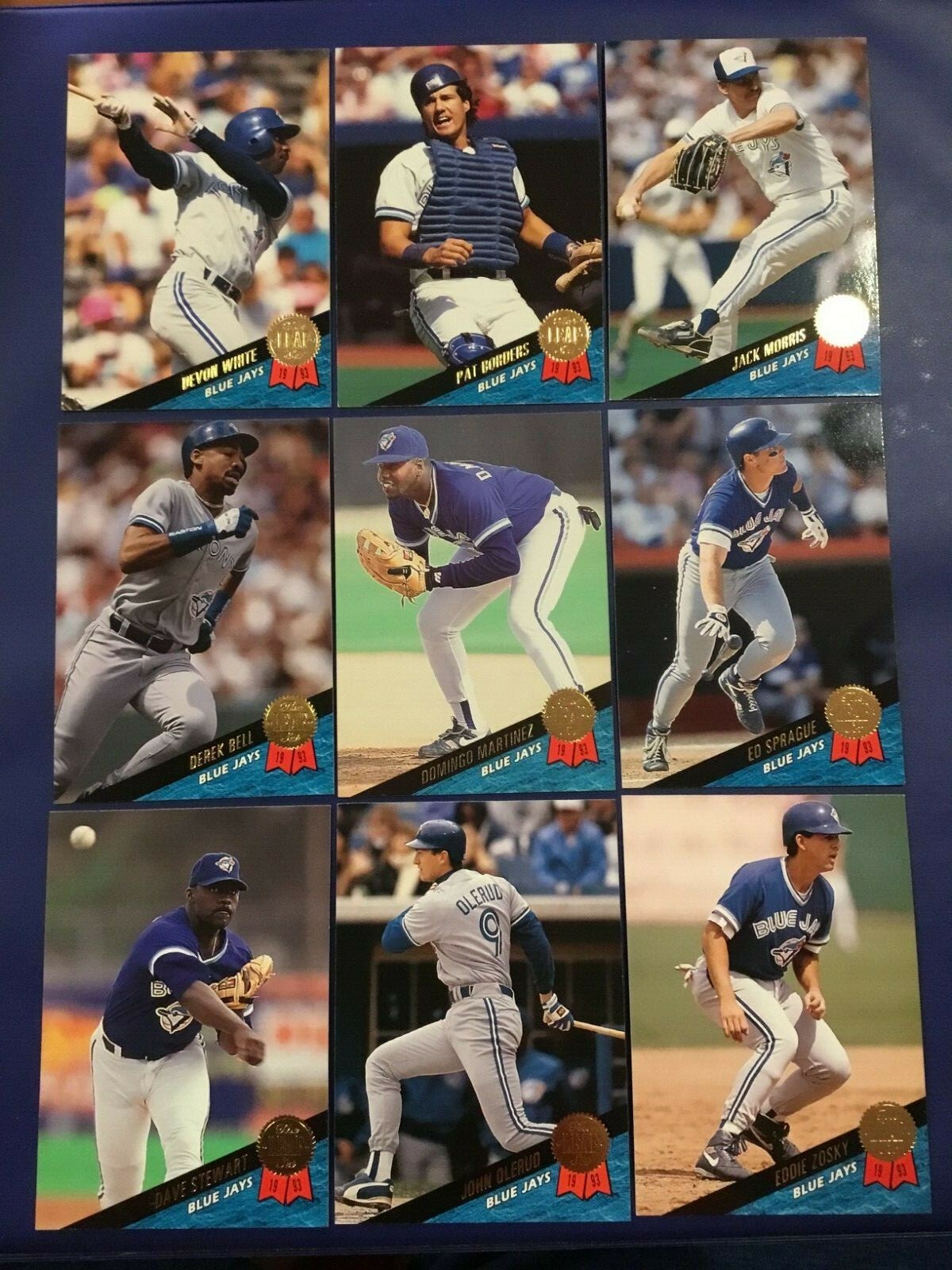 本当に信頼出来る店 1993 Leaf TORONTO BLUE JAYS Lot 9 White,Zosky,Olerud,Stewart 記念グッズ