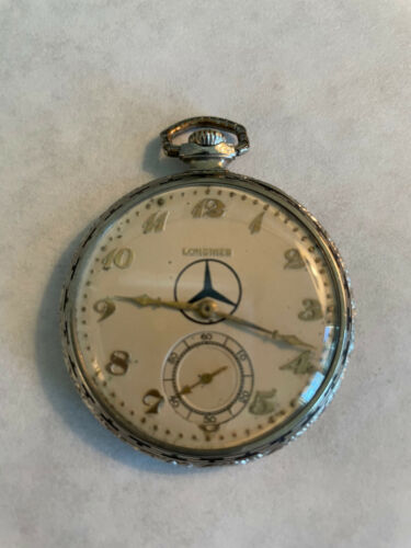 Antique Working 1925 Merceds Benz Rare Auto logo Dial Longines Pocket Watch