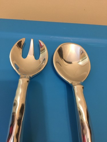 new pewter 2 piece salad & spoon set serveware