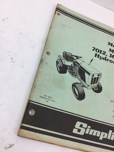 Simplicity Parts Manual - Models 7012, 16 & 18 Hydrostatic