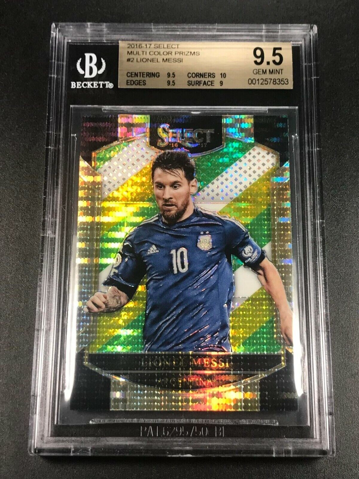2016 Select Soccer Lionel Messi 49枚限定！ LIONEL MESSI 2016 PANINI SELECT #2 MULTI COLOR PRIZM BGS 9.5