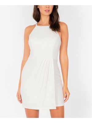 БЕЗМОЛВНОЕ женское белое коктейльное мини-платье-футляр без рукавов Размер: 13